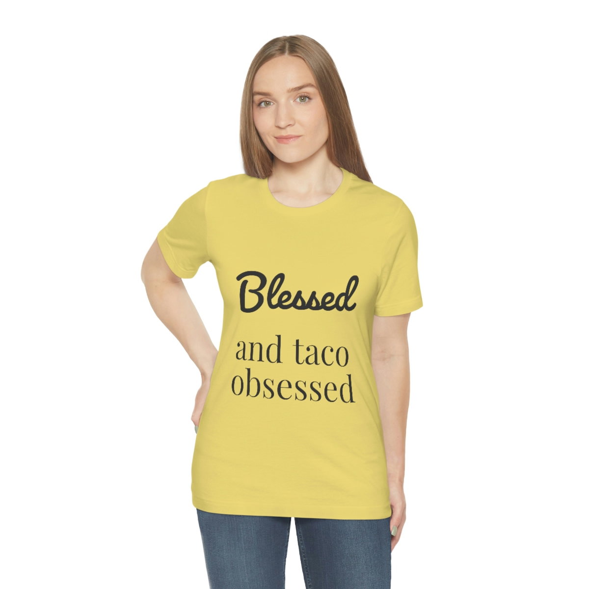 Blessed and Taco Obsessed Short Sleeve Tee - Image 45