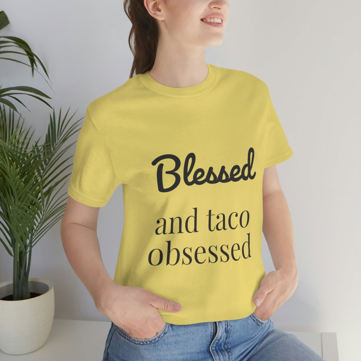 Blessed and Taco Obsessed Short Sleeve Tee - Image 47