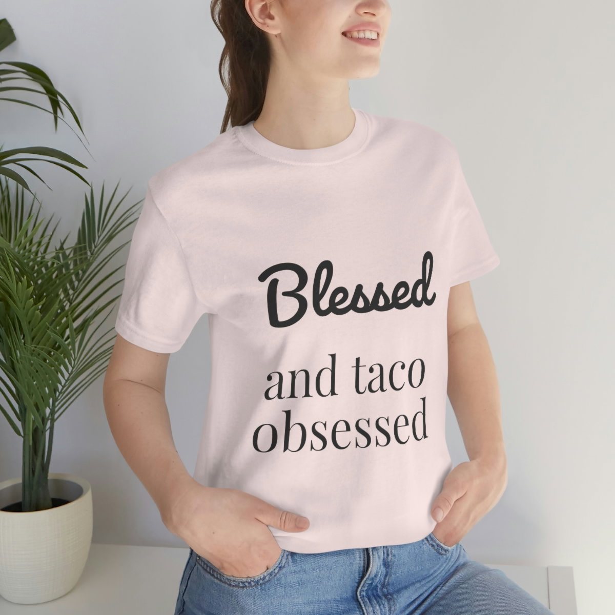 Blessed and Taco Obsessed Short Sleeve Tee - Image 15