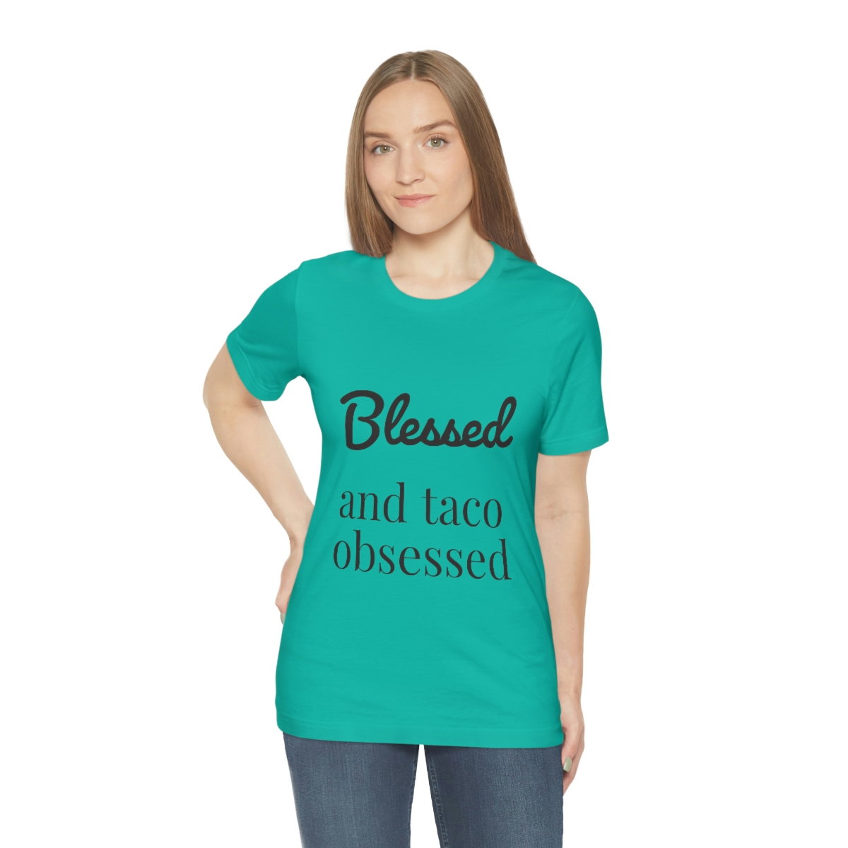Blessed and Taco Obsessed Short Sleeve Tee - Image 53