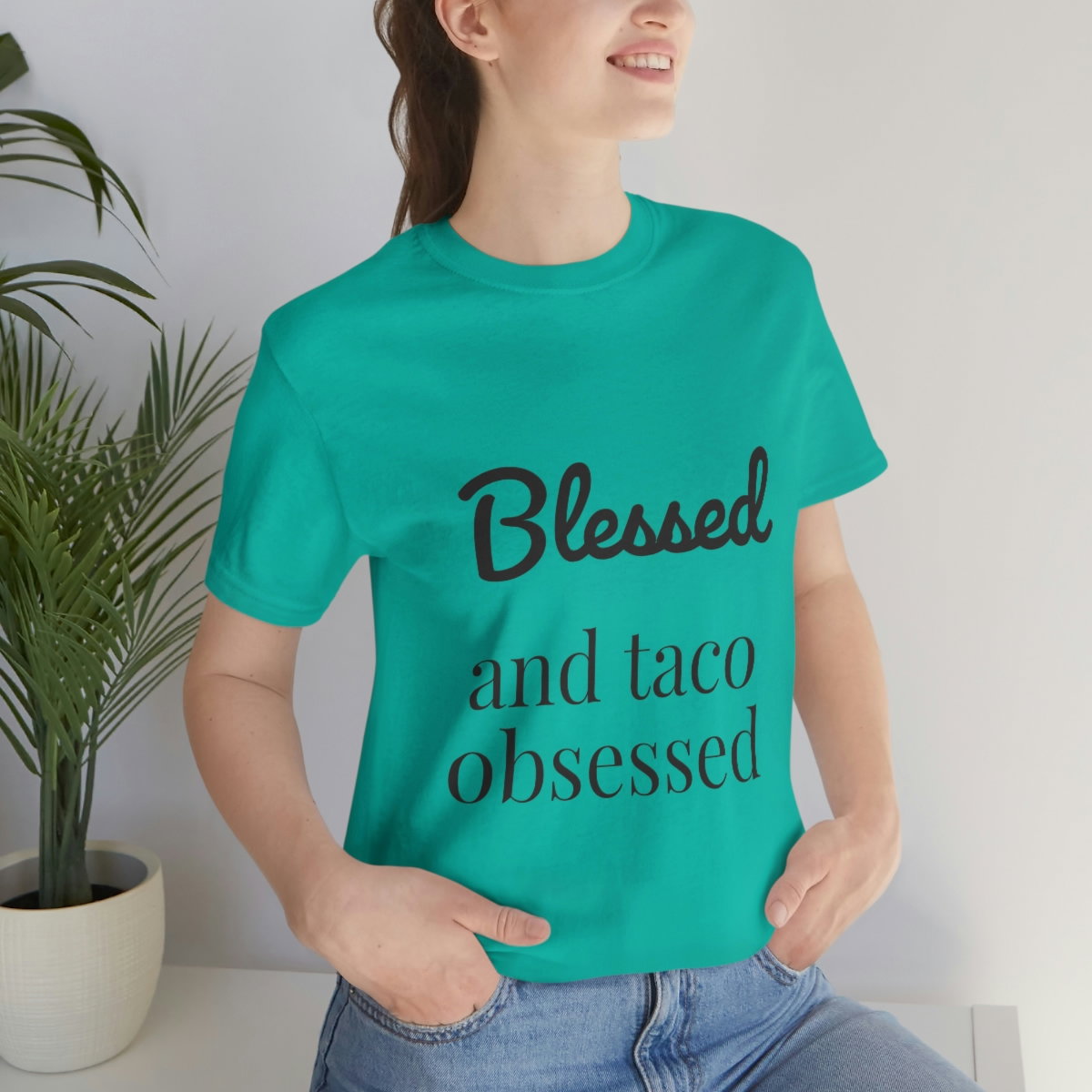 Blessed and Taco Obsessed Short Sleeve Tee - Image 55