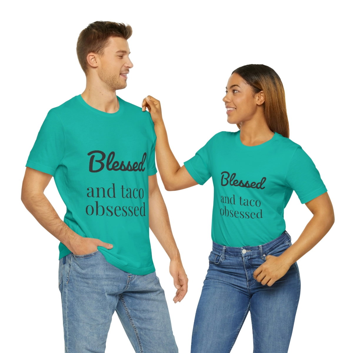 Blessed and Taco Obsessed Short Sleeve Tee - Image 56