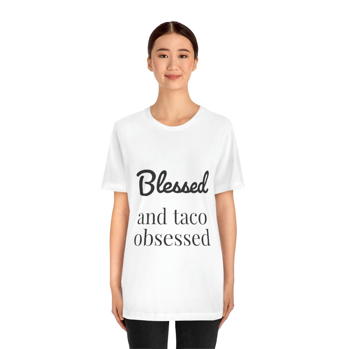 Blessed and Taco Obsessed Short Sleeve Tee - Image 3