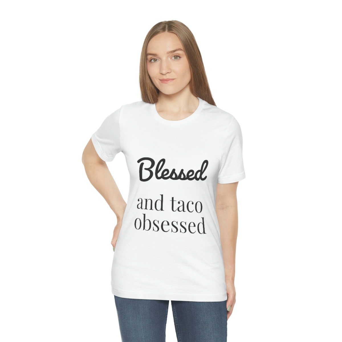 Blessed and Taco Obsessed Short Sleeve Tee - Image 5
