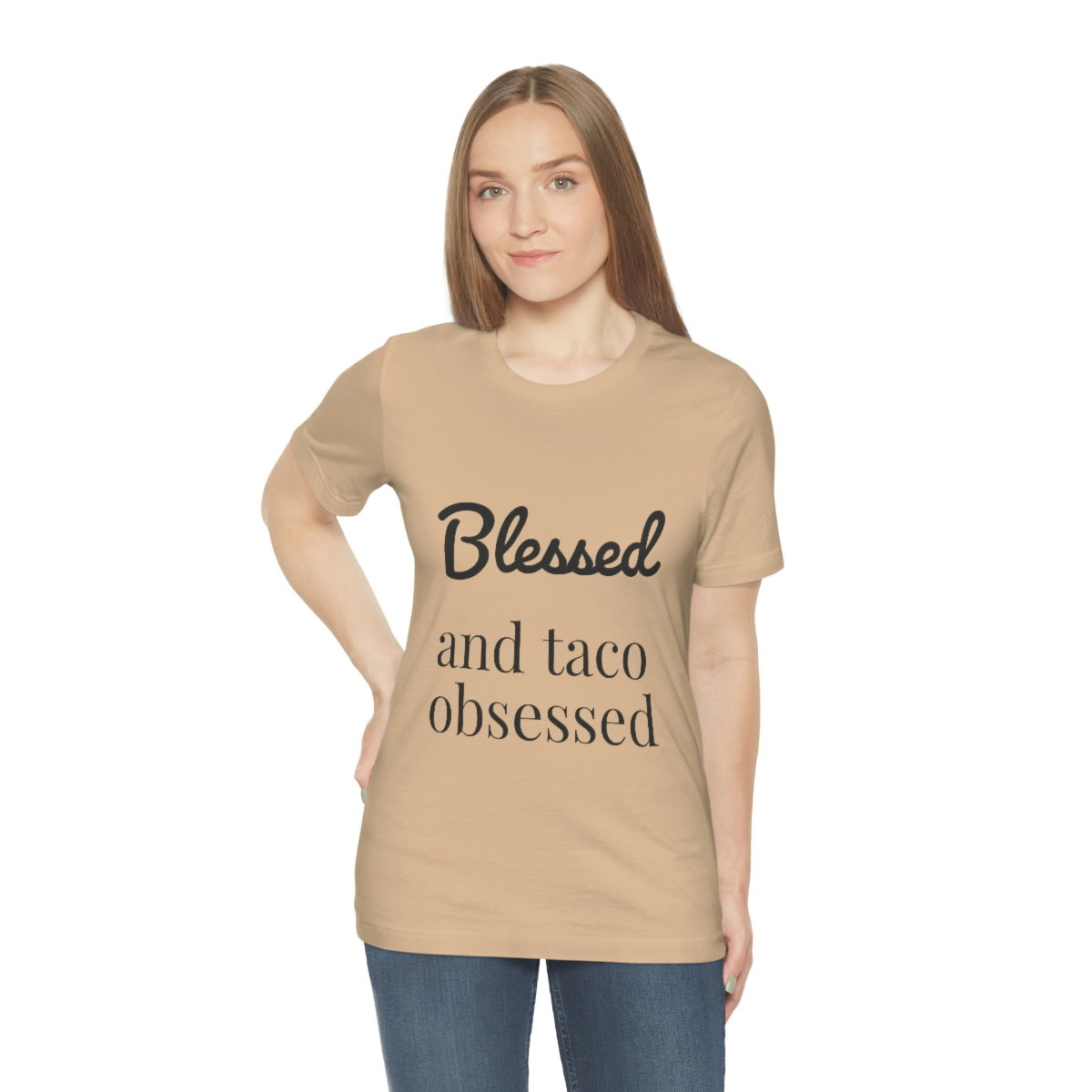 Blessed and Taco Obsessed Short Sleeve Tee - Image 37