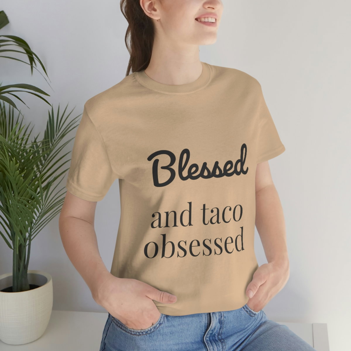 Blessed and Taco Obsessed Short Sleeve Tee - Image 39